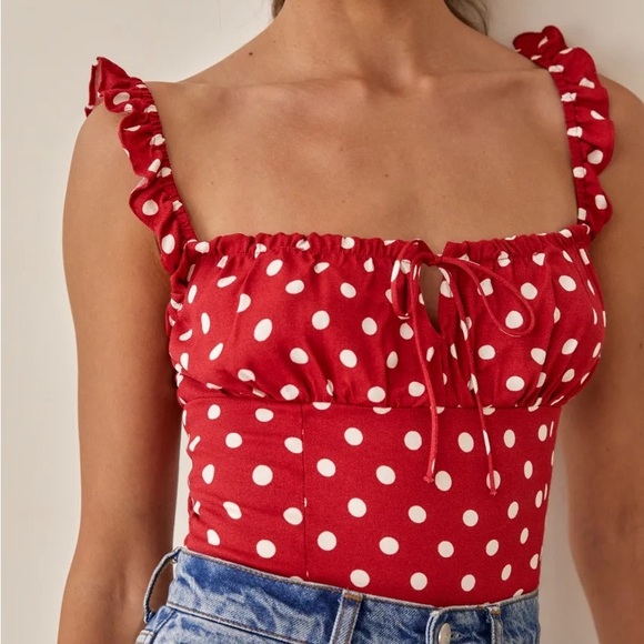 Reformation Tops - Reformation Cortese Tank Top in 'Campari' Red Polka Dot NWT